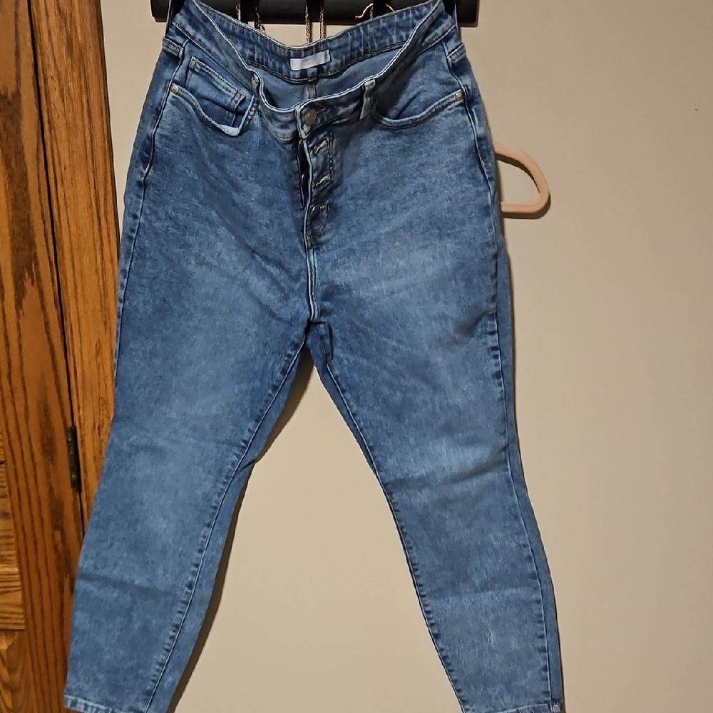 LC Lauren Conrad Medium Blue Skinny Button-Fly Jeans